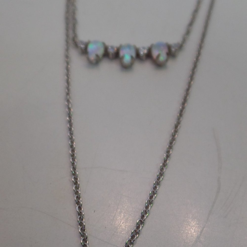 Nadri Silver Tone Cubic Zirconia & Opal Necklace $88 New With Tags Multi Strand - Picture 11 of 12